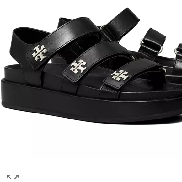 Tory Burch Shoes - NWT Tory Burch Kira Triple Strap Black And Silver Sandals SOLD OUT EVERYWHERE